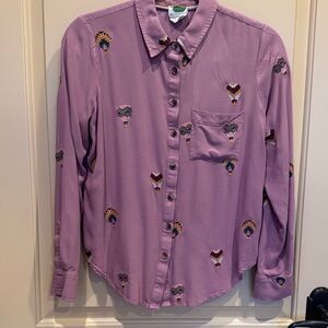 Anthropologie Mauve Hot Air Balloon Button Down Blouse